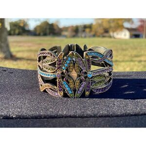 Heidi Daus "Dancing Dragonfly" Crystal-Accented Hinged‎ Bangle Bracelet watch